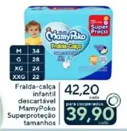 Coop Fralda-calça infantil descartável MamyPoko Superproteção tamanhos oferta