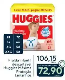 Coop Fralda infantil descartável Huggies Máxima Proteção tamanhos oferta
