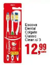 Negreiros Escova Dental Colgate Classic Clean c/ 3 oferta