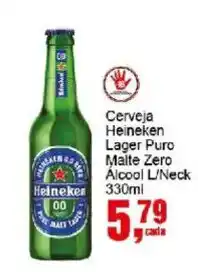 Negreiros Cerveja Heineken Lager Puro Malte Zero Alcool L/Neck oferta