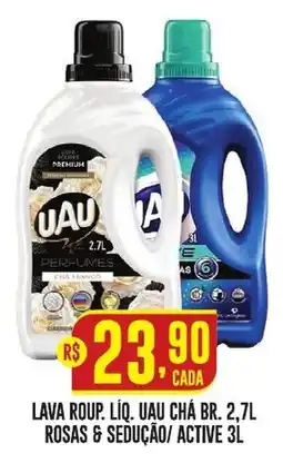 Casagrande Supermercados lava roup. líq. uau chá br. 2,7l rosas & sedução/ active 3l oferta
