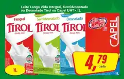 Rede Supermarket Leite Longa Vida Integral, Semidesnatado ou Desnatado Tirol ou Capel UHT oferta