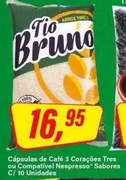 Rede Supermarket Cápsulas de Café 3 Corações Tres ou Compatível Nespresso Sabores C/ 10 Unidades oferta