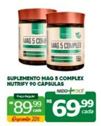 Suplemento mag 5 complex nutrify 90 cápsulas