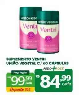 Nidobox Suplemento ventri união vegetal c/ 60 cápsulas oferta