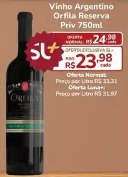 Super Luna Vinho Argentino Orfila Reserva Priv oferta