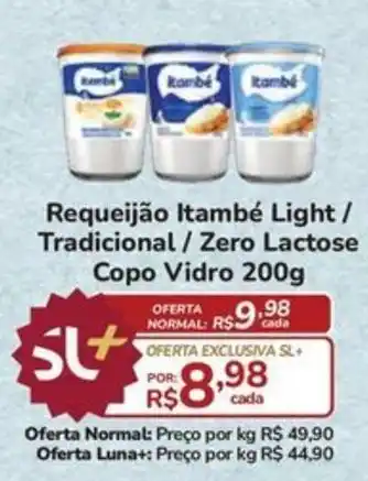 Requeijão Itambé Light / Tradicional / Zero Lactose Copo Vidro