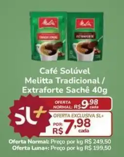 Super Luna Café Solúvel Melitta Tradicional / Extraforte Sachê oferta
