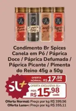 Super Luna Condimento Br Spices Canela em Pó / Páprica Doce / Páprica Defumada / Páprica Picante / Pimenta do Reino oferta