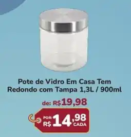 Super Luna Pote de Vidro Em Casa Tem Redondo com Tampa oferta
