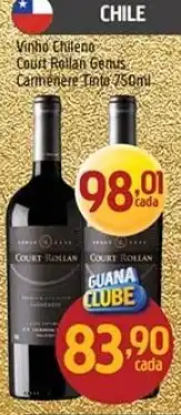 Supermercados Guanabara Vinho chileno court rollan genuss carmenere tinta 750ml oferta
