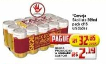 Ricoy Supermercados Cerveja Skol Lata 269ml pack c/15 unidades oferta