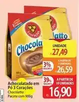 Atacadão 3 corações - achocolatado em po oferta
