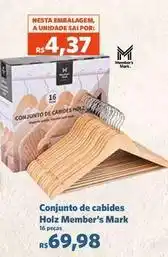Sam's Club Member's mark - conjunto de cabides holz oferta