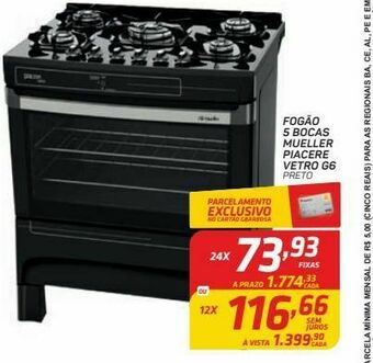 GBarbosa Fogão 5 bocas mueller piacere vetro g6 oferta