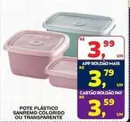 Roldão Sanremo - pote plástico ou transparente oferta