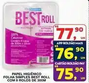Roldão Premium - papel higiênico folha simples best roll com 8 rolos de 300m oferta