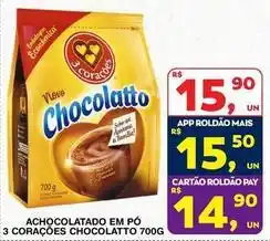 Roldão 3 corações - achocolatado em po chocolatto oferta