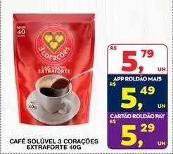 Roldão 3 corações - café solúvel extraforte oferta