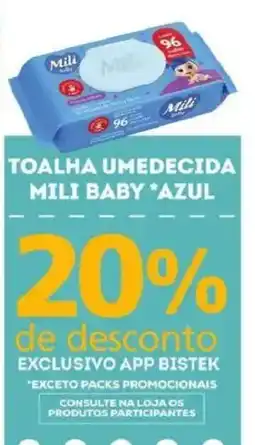 Bistek Supermercados toalha umedecida mili baby azul oferta