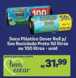Covabra Supermercados Saco Plástico Dover Roll p/ lixo Reciclado Preto oferta