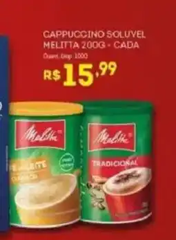 Bistek Supermercados Cappuccino solúvel melitta 200g - cada oferta
