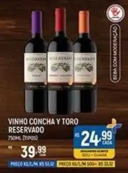 Supermercado Guará vinho concha y toro reservado oferta