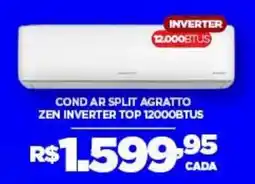 DB Supermercados Cond ar split agratto zen inverter top 12000btus oferta