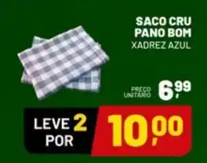 Supermercado Cubatao saco cru pano bom xadrez azul oferta