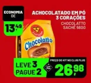 Supermercado Cubatao achocolatado em pó 3 corações oferta