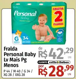 Supermercado Dalben Fralda Personal Baby oferta