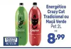 Supermercados Jau Serve Energético Crazy Cat Tradicional ou Maçã Verde oferta