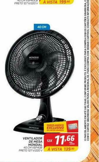GBarbosa Ventilador De Mesa Mondial oferta