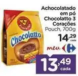 Carrefour 3 corações - achocolatado em pó chocolatto oferta