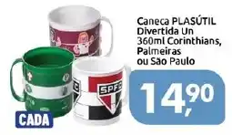 Supermercados Nori Caneca PLASÚTIL Divertida Un 360ml Corinthians, Palmeiras ou São Paulo oferta