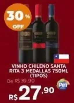 Pinheiro Supermercado vinho chileno santa rita 3 medallas oferta