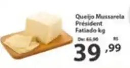 Del Moro Supermercados Queijo Mussarela President Fatiado kg oferta