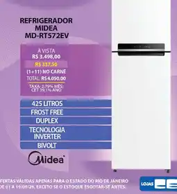 Lojas Cem Refrigerador midea md-rt572ev oferta