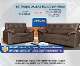 Lojas Cem Estofado Dallas Tecido Marrom oferta