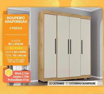Roupeiro arapongas 4 portas