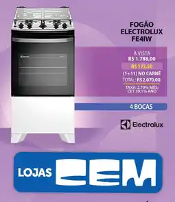 Lojas Cem Fogão electrolux fe4iw oferta
