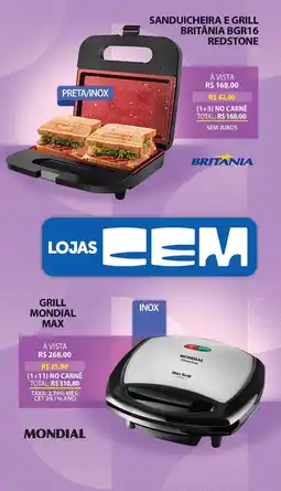 Lojas Cem sanduicheira e grill britânia bgr16 redstone oferta