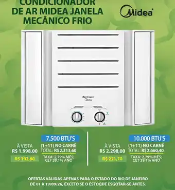 Condicionador de ar midea janela mecânico frio