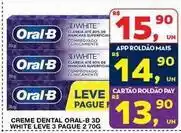 Roldão Oral-b - creme dental 3d white leve 3 pague 2 oferta