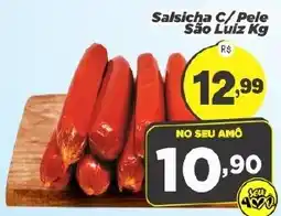 Amarelinha supermercados Salsicha C/ Pele São Luiz Kg oferta