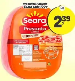 Amarelinha supermercados Presunto Fatiado Seara cada 100g oferta