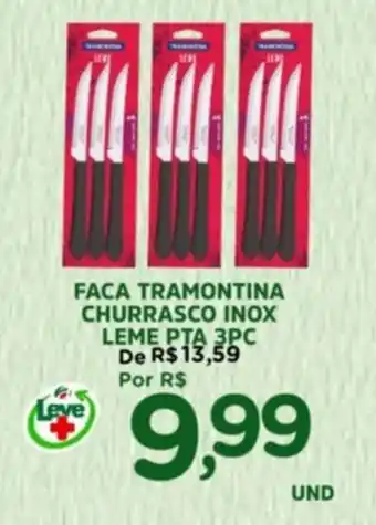 Faca tramontina churrasco inox leme pta 3pc