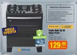 Berlanda Fogão Agile Up 5B Glass Preto oferta