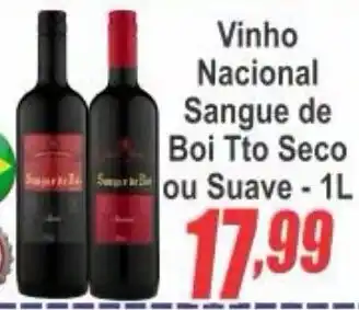 Serrano Supermercado Vinho Nacional Sangue de Boi Tto Seco ou Suave oferta