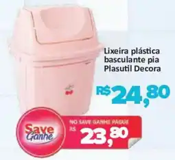 Supermercados Savegnago Lixeira plástica basculante pia Plasutil Decora oferta
